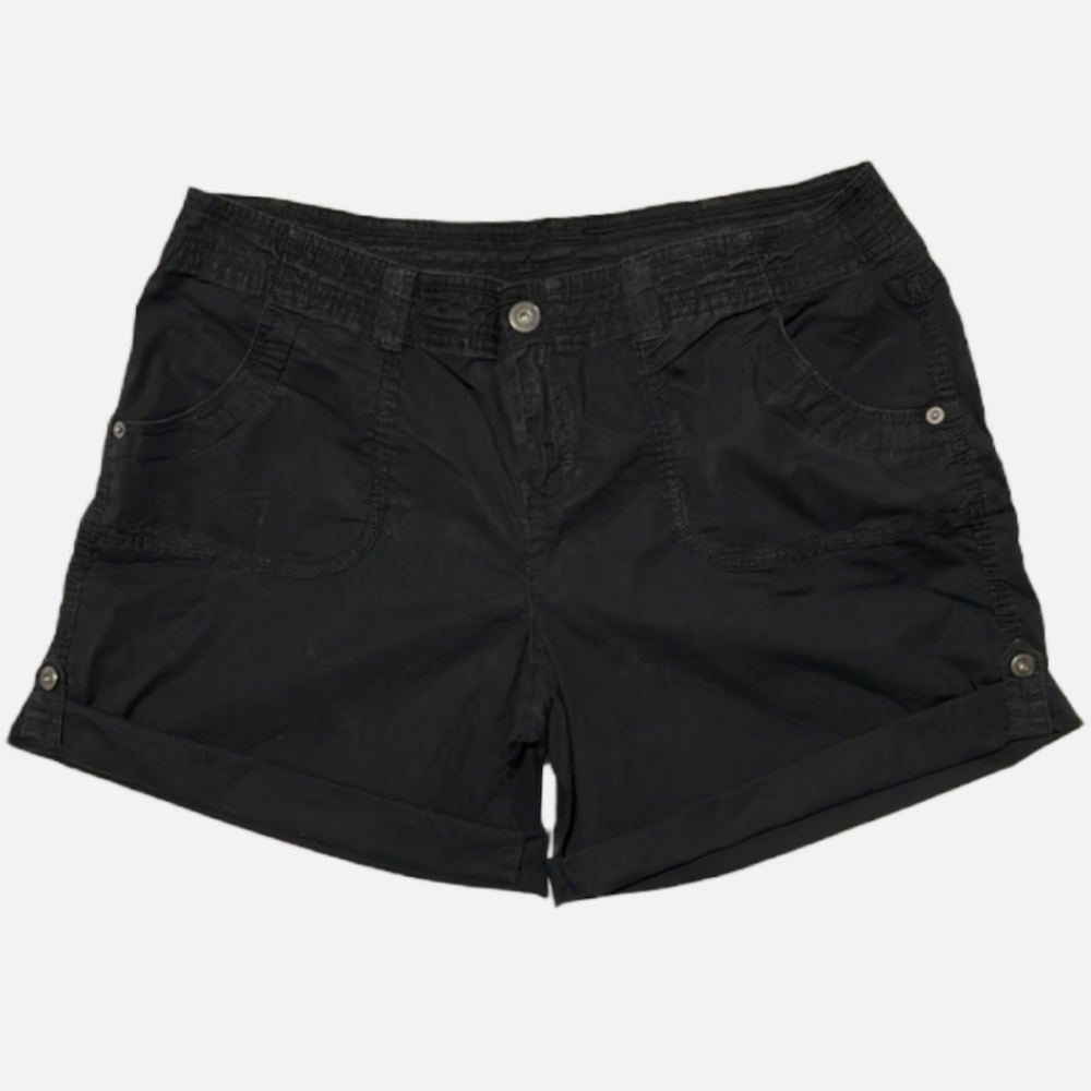 INC Black Button Roll Up Hem Shorts Size 16 - Picture 1 of 6